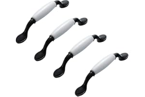 ANSIEDIO 4 piezas Tirador de Cerámica de Aleación de Aluminio para Muebles, 96mm Pomos y Tiradores de Cerámica para Puertas de Armario, Cajones, Armarios, Muebles