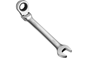 WISEUP Llaves fijas con carraca de 11 mm, llave de trinquete con Unión ajustable de 180 ° ángulo, diseño industrial CR-V, antióxido y resistencia a la flexión herramientas