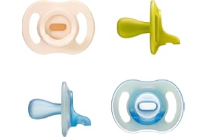 Tommee Tippee Ultra-Light StayPut Day and Night Dummies, 6-18m, 4 Pack, One-Piece Silicone Soother, Soft Skin Feel