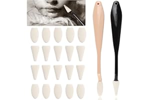 DXUANTING 20 Pcs Sketch Wiper Set Art Sketch Wipe Knife Washable Brush Sponge Wiper Highlight Artist Drawing Correction Detail Eraser for Artist Students Charcoal Sketch Drawing Tools