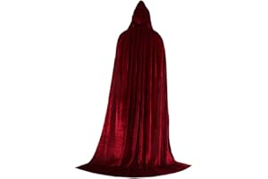 Harilla Unisex Adult Halloween Costume Cape Hooded Velvet Cloak for Men and Women, Wine red, 150cm