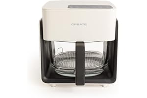 CREATE/AIR FRYER STUDIO CRYSTAL/Freidora sin aceite 4.2 L sin vaporizador de agua blanco roto/Capacidad 5-6 raciones, 6 programas, bandeja de cristal, control de tiempo y tempertura, 1300W