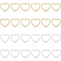40 Pièces Anneaux Liaison Cœur Creux Plaqué Or 24K - Connecteurs Bijoux Pour Bracelets Et Pendentifs
