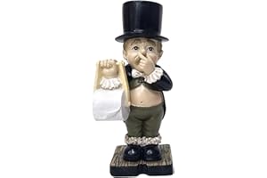 Watkings Funny Toilet Butler with Roll Paper Holder Resin Ornament Cute Statues for Bathroom Super Cute