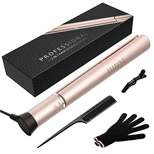 Plancha del Pelo 150-230°C en 15SEG. ELLESYE Plancha Pelo Ondas Profesional para Cabello Largo/Corto, para Rizos Grandes y Ondas Sueltas, 60min Auto-Apagado, Voltaje Universal