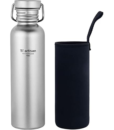 KEITH Titanium drinkfles, outdoor, titanium fles, licht, direct drinkend, brede opening, metalen waterfles, fiets, thee, koffie, drankfles (500 ml, Ti3031