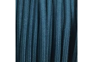 LND Fil Électrique Lin Bleu Canard 2x0,75mm² - Câble Électrique Textile de Qualité