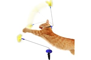 ONATISMAGIN Funny Cat Stick Interactive Cat Toy, Wearable Cat Collar Chase Toy, Spring Set Neck Funny Cat Stick, Used to Exercise Cat’s Reaction (Dark blue)