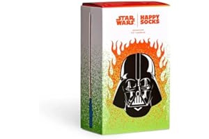 Happy Socks 3-Pack Star Wars, caja regalo con calcetines de Darth Vader y Yoda con sables láser a los lados para los mejores fans