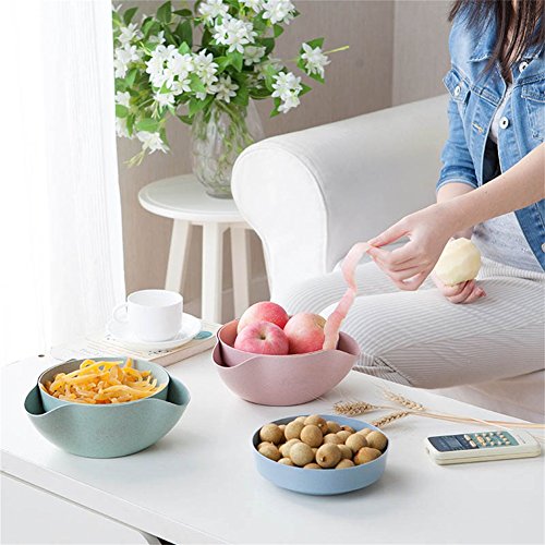 Kasit 2in1 Double Dish Nut Bowl Pedestal Snack Plastic Serving Dishes for Pistachios Peanuts Edamame Cherries Nuts Fruits Candies Olive – Beige - 5