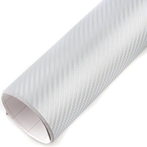 PEATOP Carbon Fibre Vinyl Wrap 3D Bubble Free Sheet Roll Film Silver (60" x 96"/5FT x 8FT)