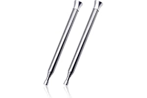 TOULIFLY Soufflet Paille INOX, Lot de 2 Tubes de Soufflage Télescopiques, 14*63.5cm Soufflet de Poche Pliable en Acier Inoxydable,Télescopique Feu de Camp Outil, pour Feu de Camp, Camping, Extérieur, Cuisine