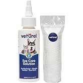 Veturel Kedi G&ouml;z Temizleme Sol&uuml;syonu Akıntı Alerji Kızarıklık G&ouml;zyaşı Lekesi 100ml Disk Pamuk 50li