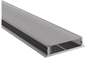 Alumino | Profil aluminiowy do taśm LED | 200 cm | profil natynkowy | w zestawie osłona + akcesoria | do taśm LED 12 mm (profil aluminiowy czarny z półprzezroczystą osłoną) | Elbe