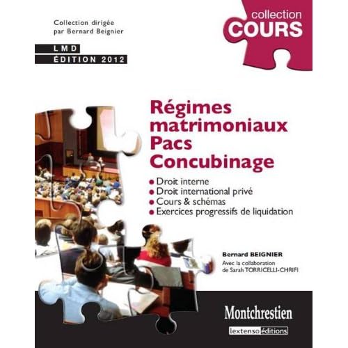Régimes matrimoniaux, Pacs, Concubinage : Droit interne, Droit international privé, Cours & schémas, Exercices progressifs de liquidation