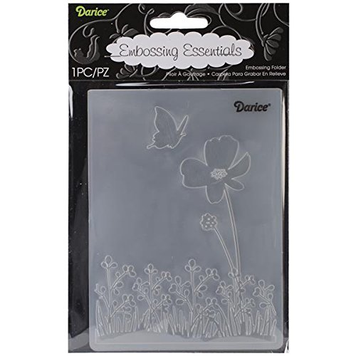 Darice 1218-54 Prägeschablone, Schmetterling auf Blume, Plastik, transparent, 10,8 x 14,6 x 0,4 cm