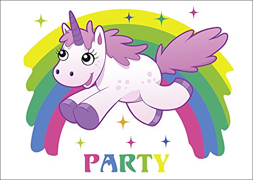 Edition Colibri Einladungskarten für den Kindergeburtstag "Einhorn mit Regenbogen", 10 Stück im Set