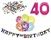 Produktbild Happy Birthday 40 Geburtstag Deko-Set Girlande 6x-Ballons Geburtstags-Kerzen Konfetti