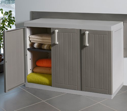 TOOMAX Z258R025 Kunststoffschrank Wood Line S, Tief, 3 Türen – Art 258, grau - 4