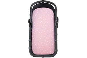 JYOKO Kids Sábana para Capazo de algodón, Ajustable con elástico para Moisés, Carrito de Bebé, Cochecito y Silla de Paseo (Pink Sparkles)