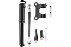 FAYAZ Bike Pump,Aluminum Alloy Portable Mini Bicycle Tire Pump,Compatible with Universal Presta and Schrader Valve Bicycle Pump,Ball Pump Needle/Frame Mount,Black