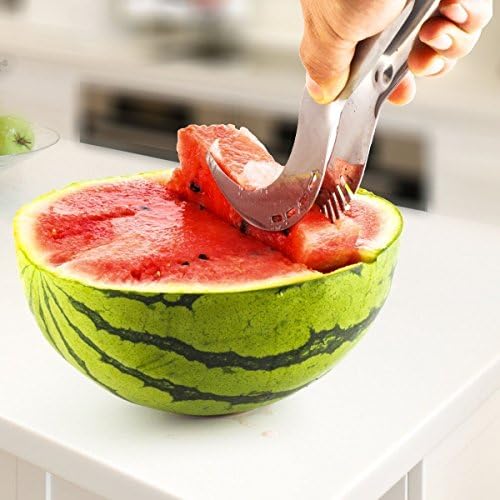 Zetong Watermelon knife Slicer Stainless Steel Server Corer Cutter for Watermelon Cantaloupe or Honeydrew, Sharper &amp; Sturdy &amp; Safe