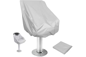 LTXDJ Boat Seat Cover, Outdoor Waterproof Captain Boat Chair Seat Cover, Foldable Pedestal Pontoon Chair Cover, UV Resistant 420d Oxford Fabric Helm Chair Protective Cover White