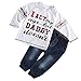 12 Months Kids Boy Autumn 2 Pieces Long Sleeve Grey T Shirt + Jeans Pants