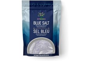 EUPHERBIA Blue Salt, Coarse, Rare Mineral Salt, High Potassium, Lower Sodium, Natural, Unprocessed, Hand Harvested, Kosher Certified, 227g (8 Oz)