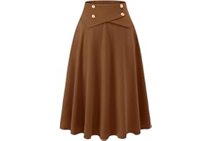 Bbonlinedress Jupe Longue Femme Hiver Jupe Vintage Casual Taille Haute Elastique A-Ligne avec Poches