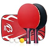 paleta ping pong Alta esponja elástico de 2m m: la superficie de la raqueta se hace de la alta esponja de la elasticidad 2m m y del caucho de doble cara de la alta calidad, que tiene las ventajas de la velocidad rápida, del impacto más fuerte y de la durabilidad viscosa.