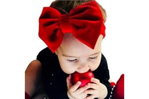 BOTTEGA DELLA PRINCIPESSA Bandeau bébé fille en velours doux avec nœud – accessoire cheveux élastique, 3 à 18 mois, idéal cadeau naissance (Rouge (Modèle 1), De 3 à 18 mois)