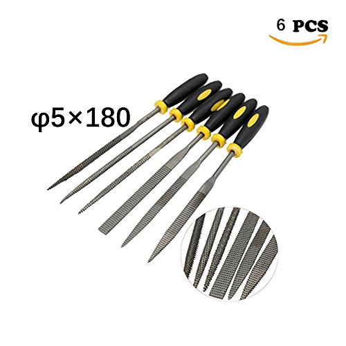 Tily 5 x 180 mm verschiedene Mini Hand Datei Holz Raspel Set mit Gummi Griff (6pcs)