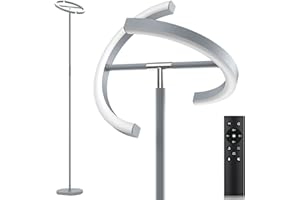 SIBRILLE Lampara de Pie Salon Regulable 20W 1300LM Lampara LED de Pie 4 Temperatura de Color, Mando y Control Táctil, Moderna Lámpara de Lectura para Sala de Estar Salon Dormitorio (Gris-Plateado)