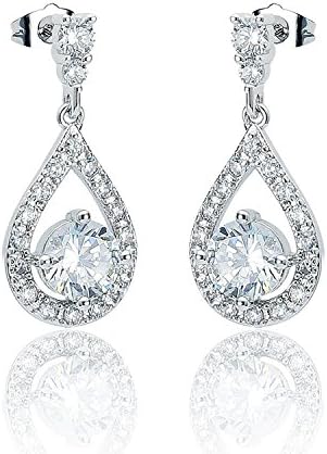 ELEGANCE PARISIENNE Stylish Drop-Earrings Pendant 18ct White-Gold-Plated SWAROVSKI ELEMENTS Crystal For Women Girls Children Glitter Shiny Rhinestone Gift Present