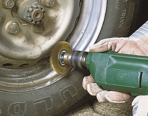 wolfcraft Scheiben-Drahtbürste Ø 75 x 10 mm, Messing, Sechskant-Schaft (6.35 mm), 2110000 - 2