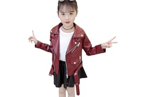 SXSHUN Enfant Fille Veste en Simili Cuir Blouson Automne Printemps Manteau Courte Haut Fille Jacket…