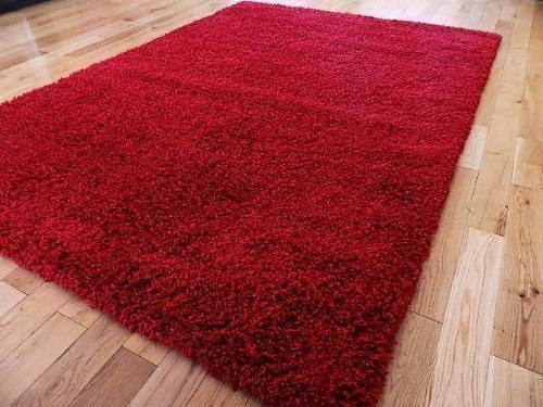 EXTRA LARGE PLAIN RED MEDIUM NEW MODERN SOFT THICK SHAGGY RUGS NON SHED RUNNER MATS 160 X 225 CM FREE UK MAINLAND DELIVERY