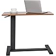 Wisfor Overbed Table, Bedside Sofa Side Table with Hidden Wheels Adjustable Height Hospital Bed Table Rolling Laptop Desk for Couch, Living Room Home Hospital Use