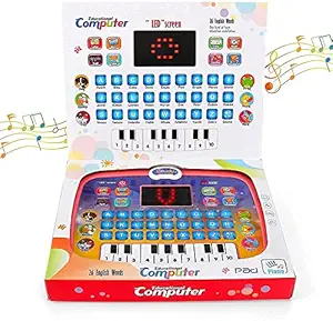 DHARTI Learning & Education Toys, Multi Functional Baby Tablet Musical Toys with LED Light,Piano Display Screen for Numbers, Alphabet, Animals and Maths, Gift for Toddlers Kids