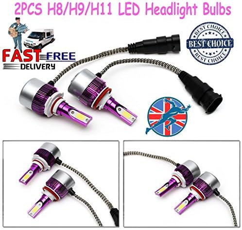 2 X NEW COB LED HID H8/H9/H11 DRL Headlights 120W White 6000K Super Bright 2017