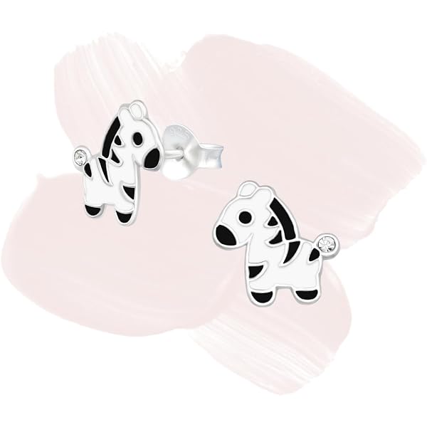 Orecchini A Bottone Donna Argento 925 – Monkimau Zebra – Fatti A Mano, Ipoallergenici