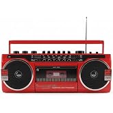 Nostaljik Bluetooth Kaset &Ccedil;alar ve Radyo, USB/SD, Kaydedici, Pilli-Kırmızı