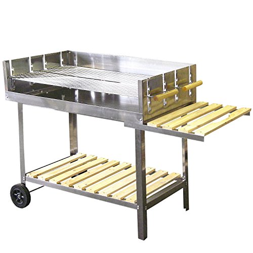 Edelstahl BBQ-Grill rollbar Holzkohlegrill Grillwagen mit höhenverstellbarer 6000cm² Grillfläche / 145x92x60cm - 2
