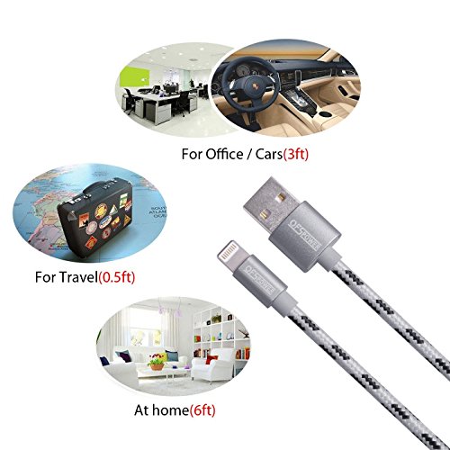 iPhone Kabel, ofspower 3Pack (0.5ft 3ft 6ft) Nylon geflochten 8 Pin USB Synchronisieren und Apple Kabel für iPhone 7, 7plus, 6S, 6S Plus, 6Plus, 6,5s 5 C 5, iPad Mini, Air, iPad5, iPod. - 2