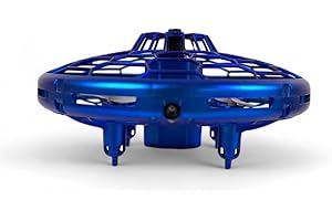JUEGACONMIGO FLYDANCE, Mini Dron para niños. Juguete volador sensor movimiento. Controlado por gestos. Luces LED y carga USB. Perfecto para interior y exterior (Azul)