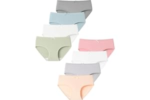 Domee Braguitas Algodón Ropa Interior Niña Pack de 8 Bragas Color Sólido