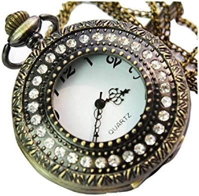 New Diamond embroider Pocket Watch Chain Necklace Alloy Antique Bronze watches WPH@KTW142921A