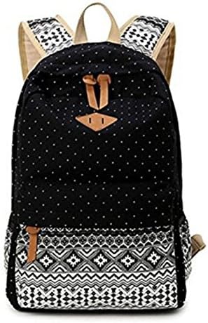 Aizbo® Girls' Canvas School Backpack Set 3 Pieces School Bags Set for Teenage Girls Casual Daypack/Shoulder Bag/Pencil Case