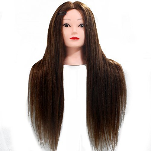 Neverland Professional 26" 50% Real Human Hair Training Head With Free Clamp For College and Professional Use Brown